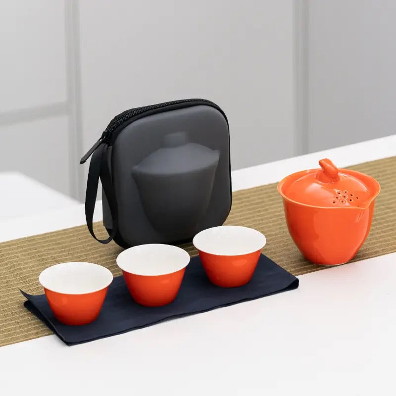 Set de Té Portátil con Estuche de Viaje