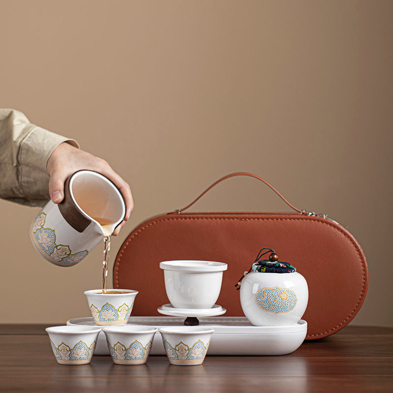 Set de Té Portátil de Porcelana con Estuche Elegante