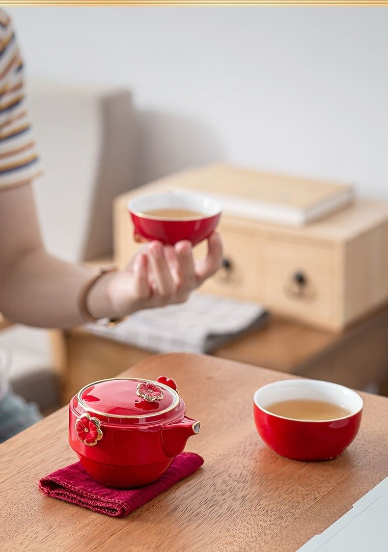 Set de Té Portátil "Gato de la Suerte" con Estuche - Diseño Desmontable