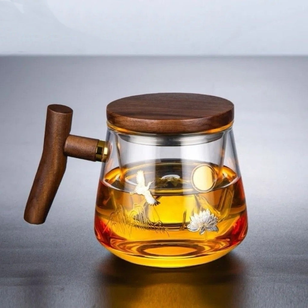 Tetera de Vidrio con Mango de Madera - Dos Estilos