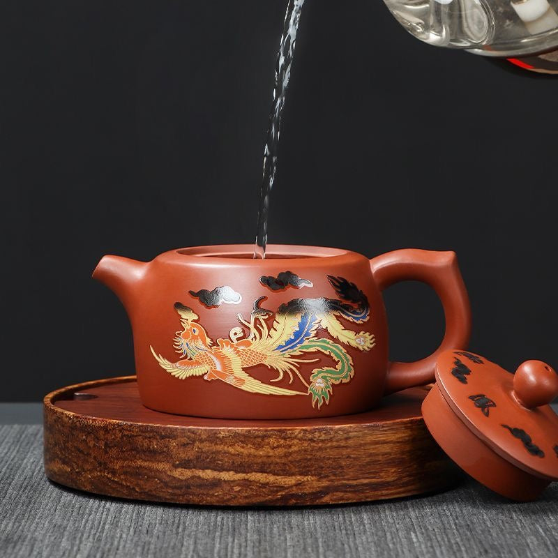 Juego de Té de Arcilla Yixing con Motivos de Dragón