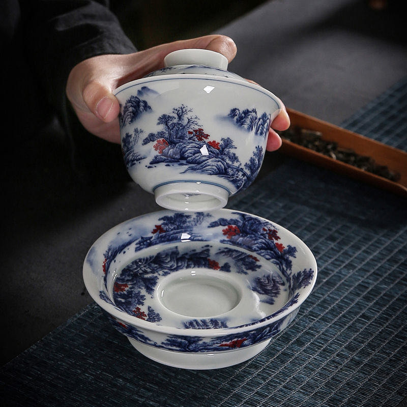 Gaiwan de Porcelana con Diseño Tradicional