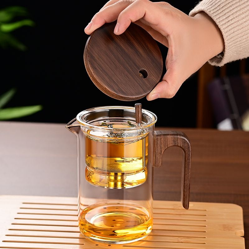 Tetera de Vidrio con Infusor y Mango de Madera 🍵