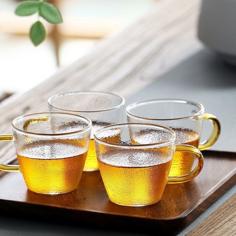 Set de Tazas de Vidrio con Asa Dorada