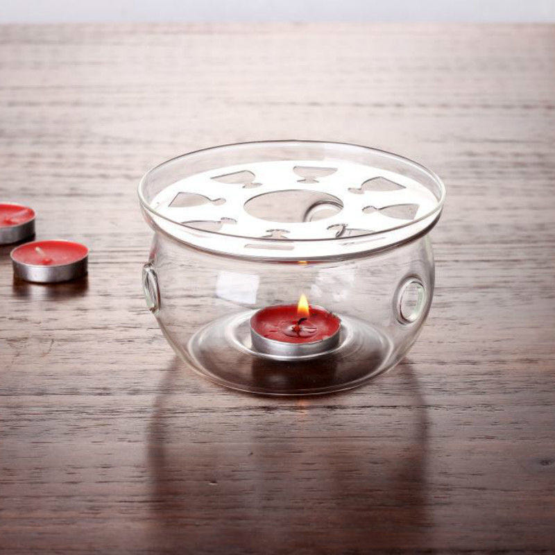 Calentador de Té con Vela de Vidrio Transparente