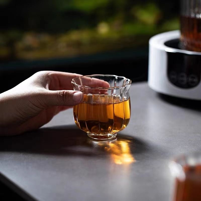 Vaso de Vidrio Estriado para Infusiones