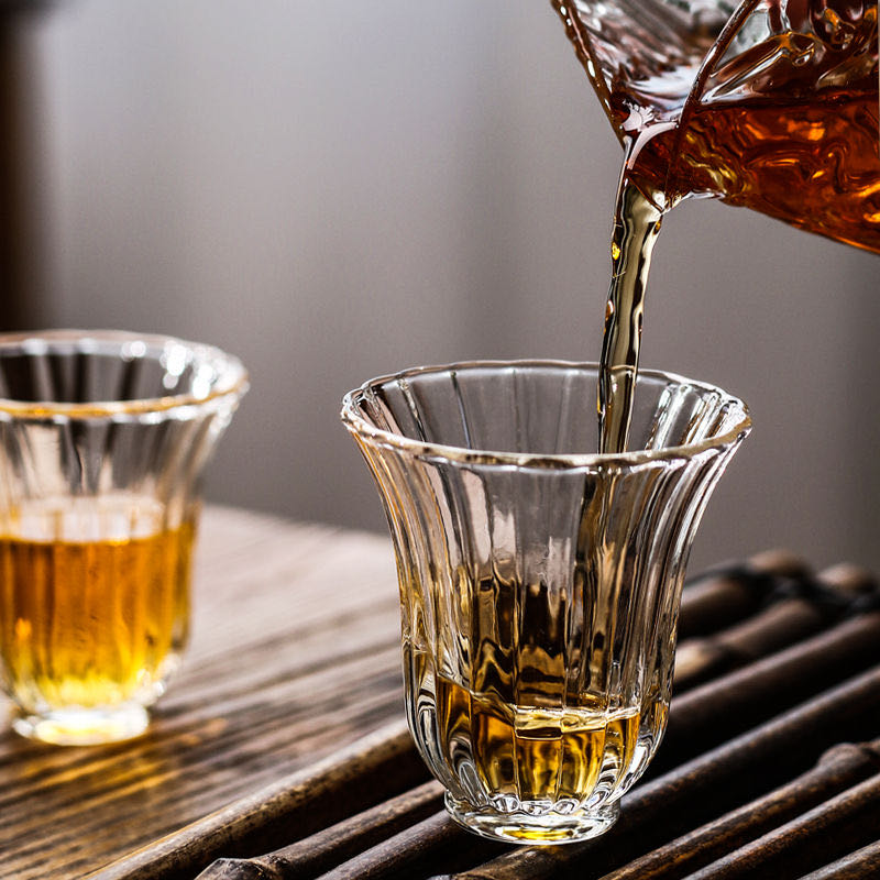 Vaso de Vidrio Estriado para Infusiones