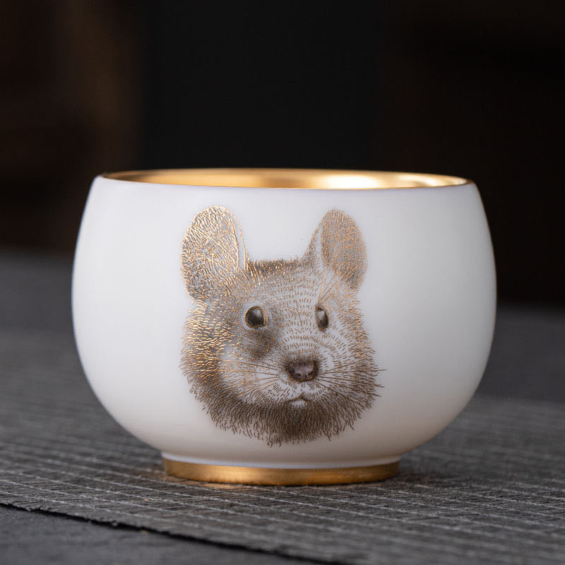 Juego de Tazas de Té de los Doce Signos del Zodiaco Chino