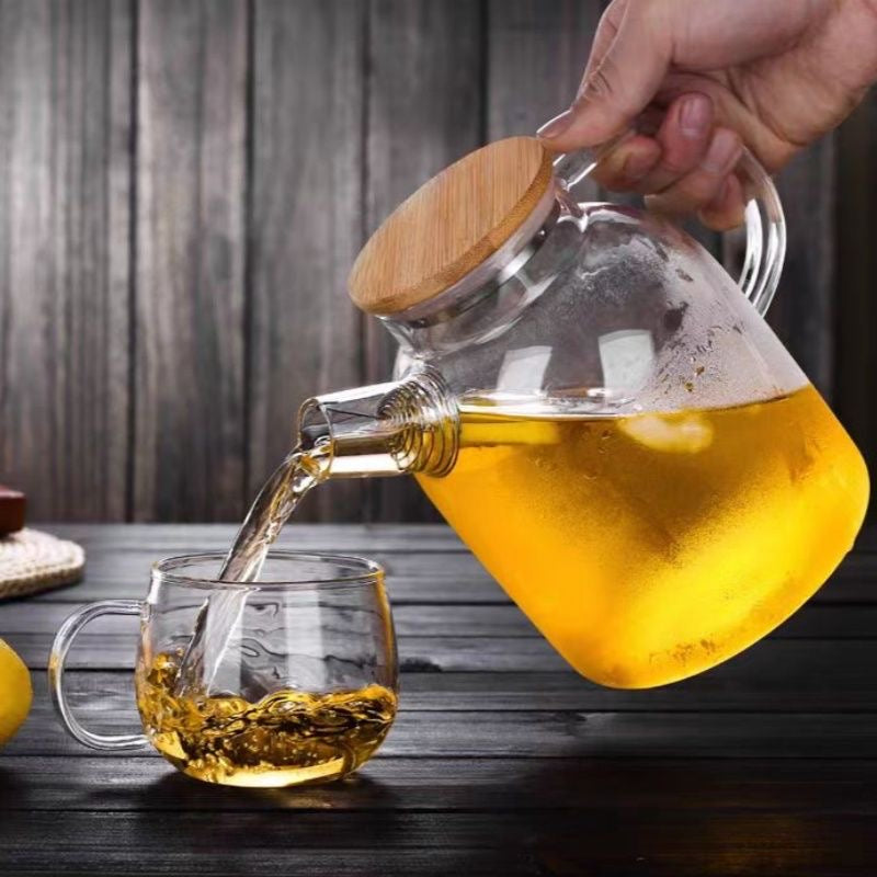 Tetera de Vidrio con Tapa de Bambú - Capacidades Variadas