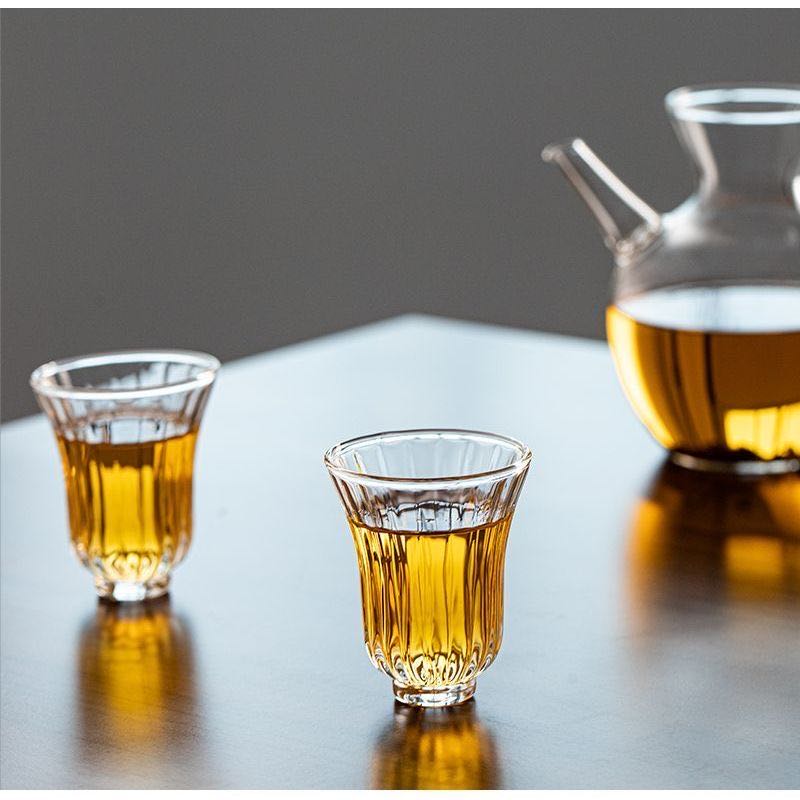 Vaso de Vidrio Estriado para Infusiones