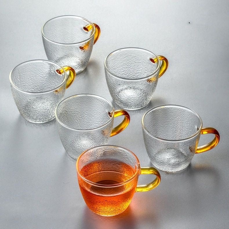 Set de Tazas de Vidrio con Asa Dorada