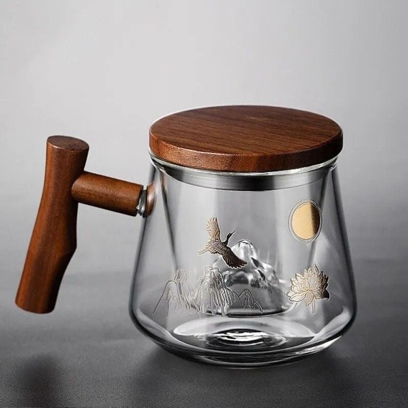 Tetera de Vidrio con Mango de Madera - Dos Estilos