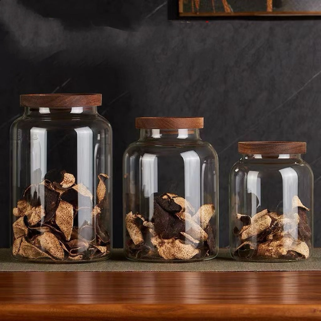 Frascos de Vidrio con Tapa de Madera - Varias Capacidades